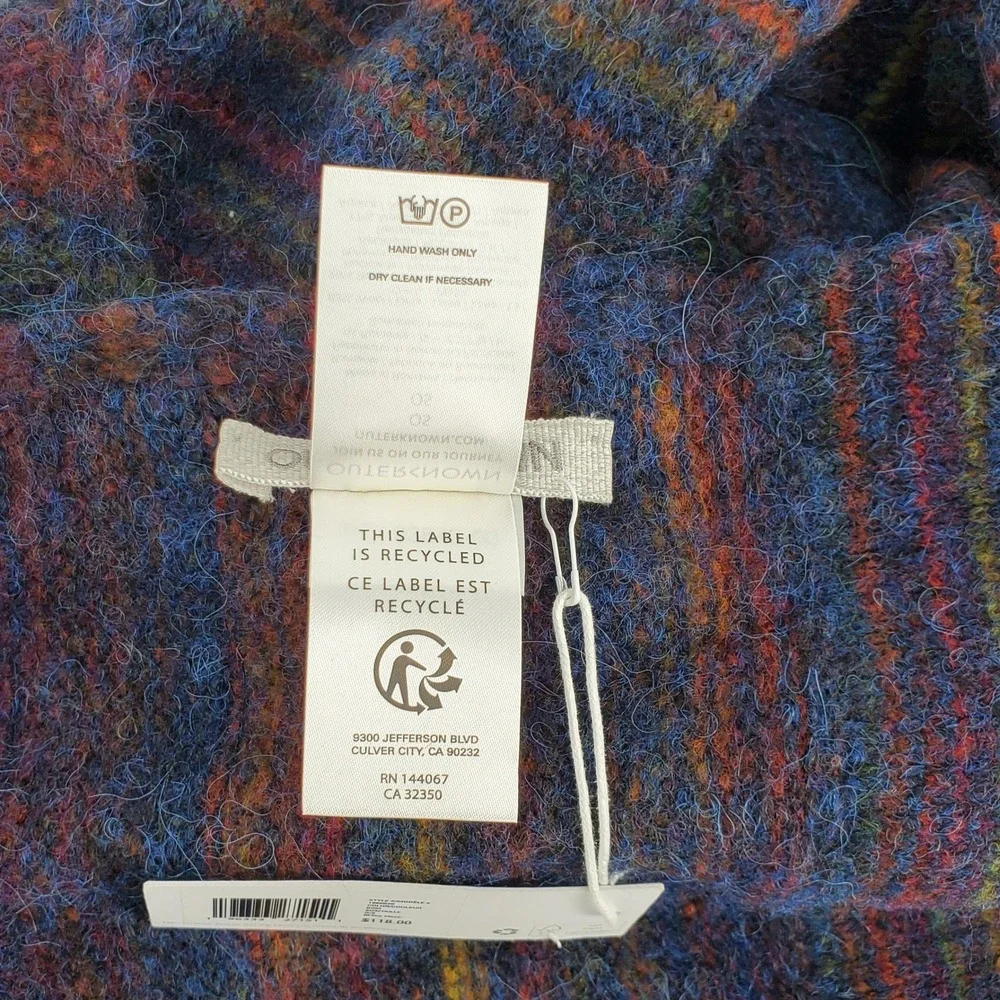 Outerknown Unisex Wool Alpaca Blend Striped Knit Scarf Blue Multi Color One Size